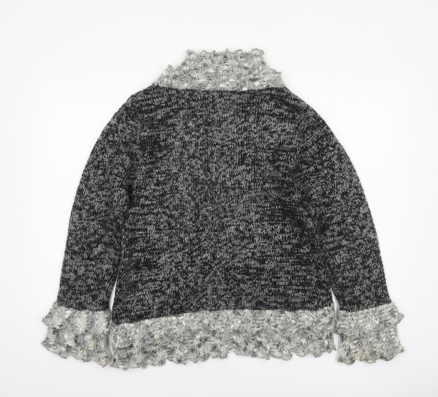 Jessica Graaf Women's Grey Chunky-Knit Ruffle Cardigan S