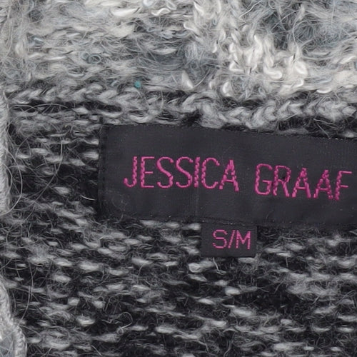 Jessica Graaf Women's Grey Chunky-Knit Ruffle Cardigan S