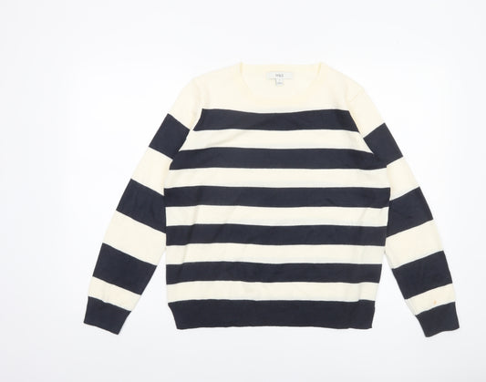 Marks and Spencer Women's Black White Striped Jumper Size 10