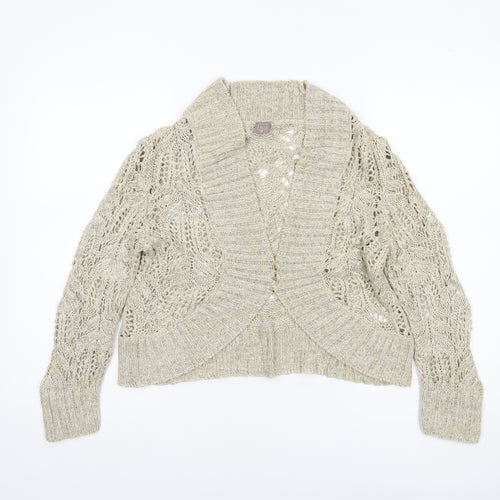 TU Women’s Beige Open-Knit Collared Cardigan Size 12