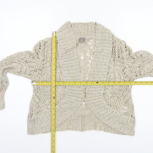 TU Women’s Beige Open-Knit Collared Cardigan Size 12