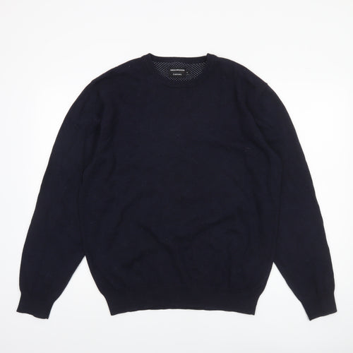 Greenwoods Men’s Blue Cotton Crew Neck Pullover Jumper Size L