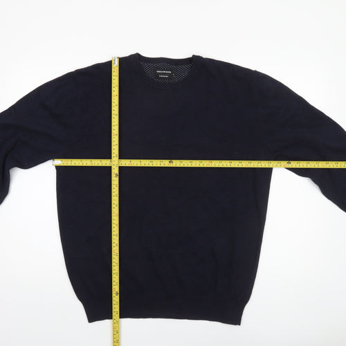 Greenwoods Men’s Blue Cotton Crew Neck Pullover Jumper Size L