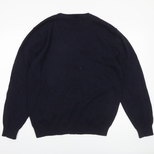 Greenwoods Men’s Blue Cotton Crew Neck Pullover Jumper Size L