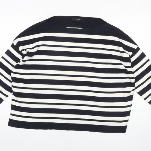 Atmosphere Womens Blue Striped Boat Neck 3/4 Sleeve Jumper XL
