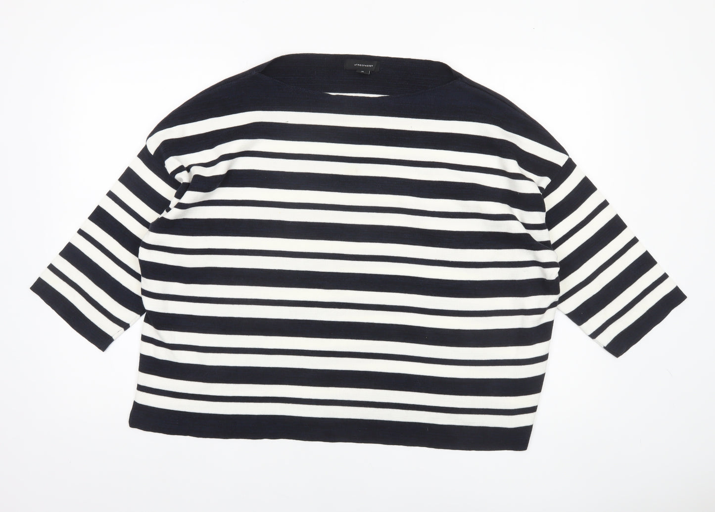 Atmosphere Womens Blue Striped Boat Neck 3/4 Sleeve Jumper XL