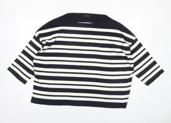 Atmosphere Womens Blue Striped Boat Neck 3/4 Sleeve Jumper XL