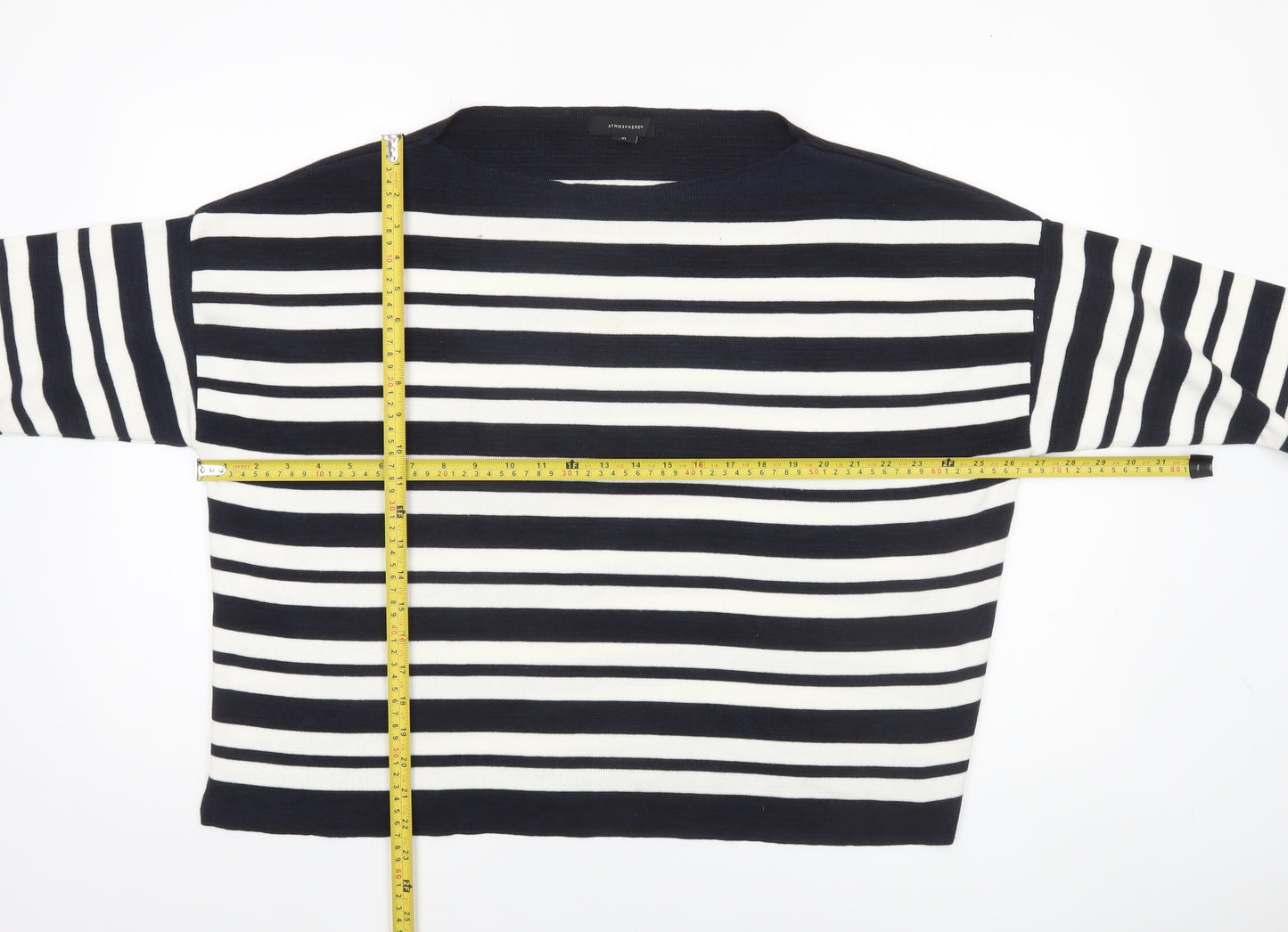 Atmosphere Womens Blue Striped Boat Neck 3/4 Sleeve Jumper XL
