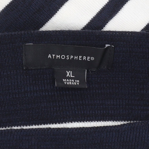 Atmosphere Womens Blue Striped Boat Neck 3/4 Sleeve Jumper XL