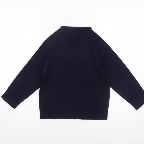 George Boys Navy Striped V-Neck Jumper 5-6 Years Acrylic Knit