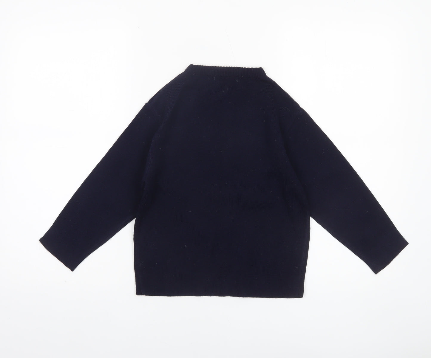 George Boys Navy Striped V-Neck Jumper 5-6 Years Acrylic Knit