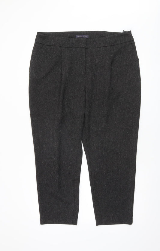 Marks and Spencer Women Black Size 16 Tapered Trousers