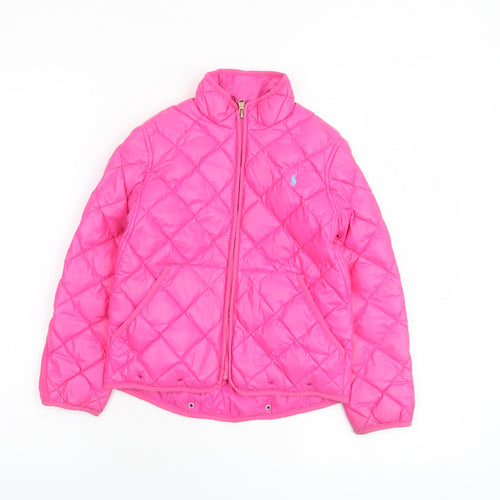 Ralph Lauren Girls Pink Quilted Down Puffer Jacket Size 6 Years