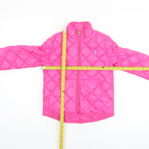 Ralph Lauren Girls Pink Quilted Down Puffer Jacket Size 6 Years