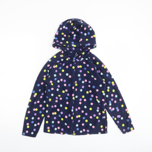 Mountain Warehouse Girls Blue Polka Dot Fleece Full Zip Hoodie 9-10 Years