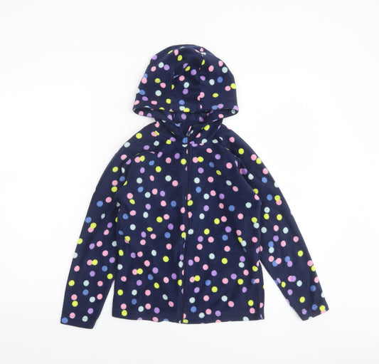Mountain Warehouse Girls Blue Polka Dot Fleece Full Zip Hoodie 9-10 Years