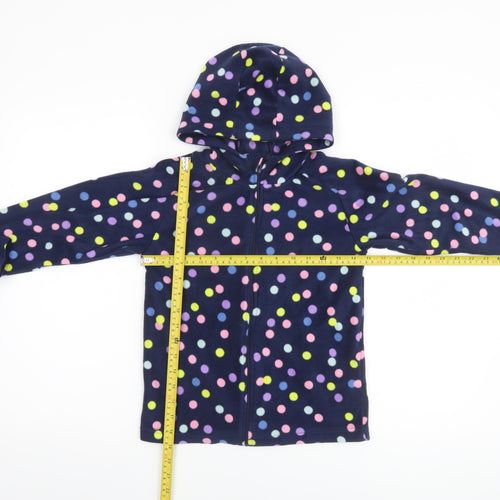 Mountain Warehouse Girls Blue Polka Dot Fleece Full Zip Hoodie 9-10 Years