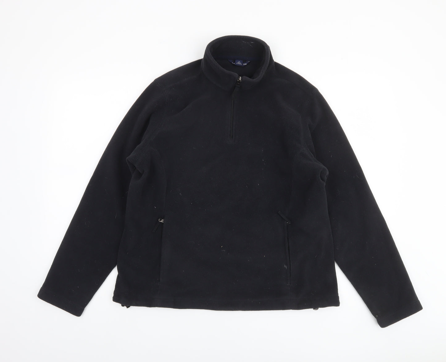 Lands' End Women Black Fleece 1/4 Zip Pullover Sweatshirt Size 10-12