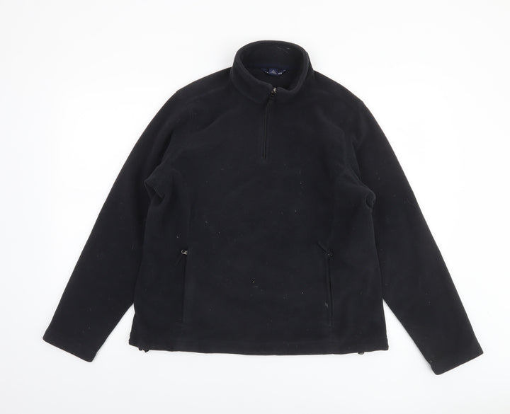 Lands' End Women Black Fleece 1/4 Zip Pullover Sweatshirt Size 10-12