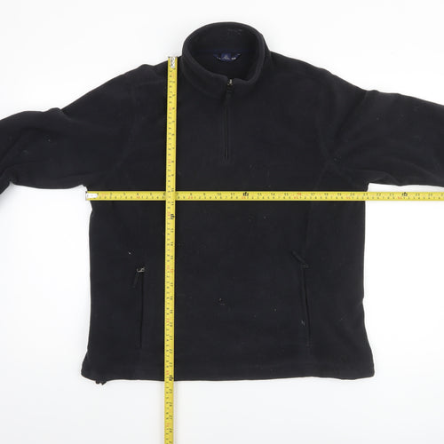 Lands' End Women Black Fleece 1/4 Zip Pullover Sweatshirt Size 10-12
