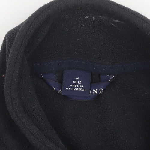 Lands' End Women Black Fleece 1/4 Zip Pullover Sweatshirt Size 10-12