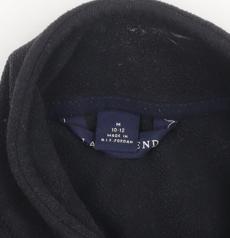 Lands' End Women Black Fleece 1/4 Zip Pullover Sweatshirt Size 10-12