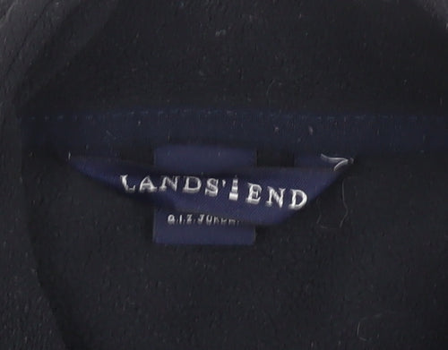 Lands' End Women Black Fleece 1/4 Zip Pullover Sweatshirt Size 10-12