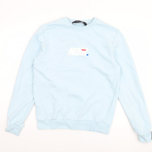 Noir Societe Men’s Light Blue Sweatshirt S Crew Neck Cotton Blend