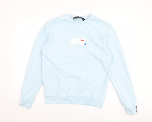 Noir Societe Men’s Light Blue Sweatshirt S Crew Neck Cotton Blend