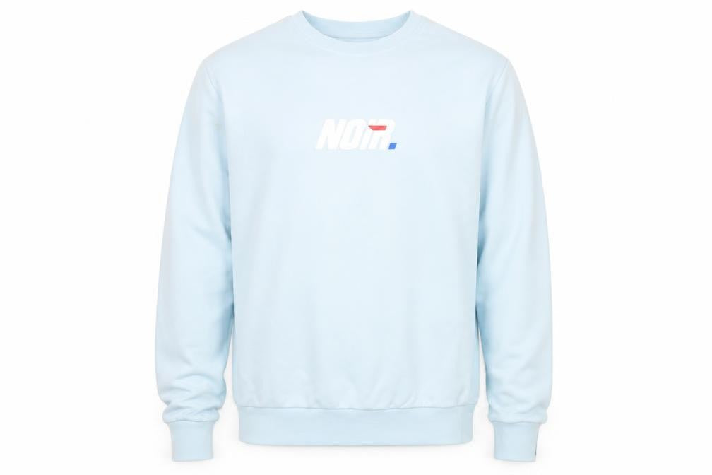 Front view of Noir Societe Men’s Light Blue Sweatshirt S Crew Neck Cotton Blend