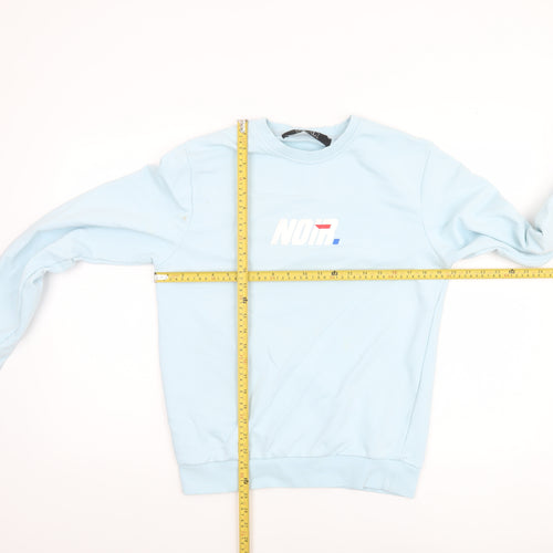 Noir Societe Men’s Light Blue Sweatshirt S Crew Neck Cotton Blend