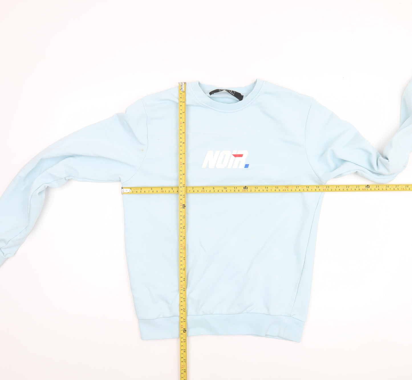 Noir Societe Men’s Light Blue Sweatshirt S Crew Neck Cotton Blend