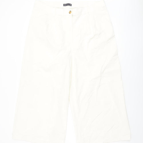 Marks and Spencer Women Ivory Long Cotton Stretch Trousers Size 18 Tall