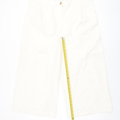 Marks and Spencer Women Ivory Long Cotton Stretch Trousers Size 18 Tall