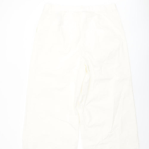 Marks and Spencer Women Ivory Long Cotton Stretch Trousers Size 18 Tall