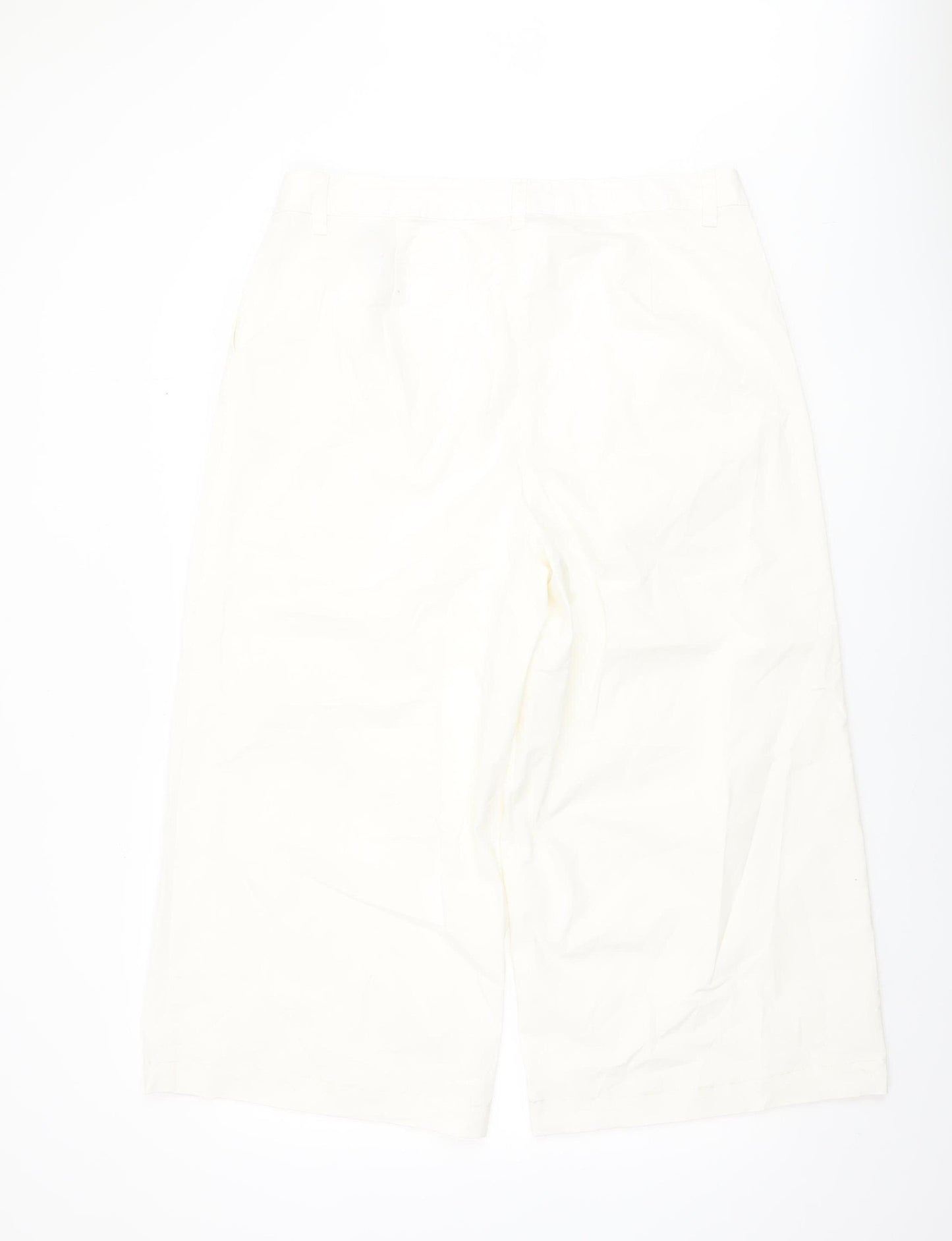 Marks and Spencer Women Ivory Long Cotton Stretch Trousers Size 18 Tall
