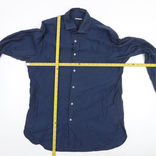Jaeger Men's Blue 16 Long Sleeve 100% Cotton Formal Dress Shirt
