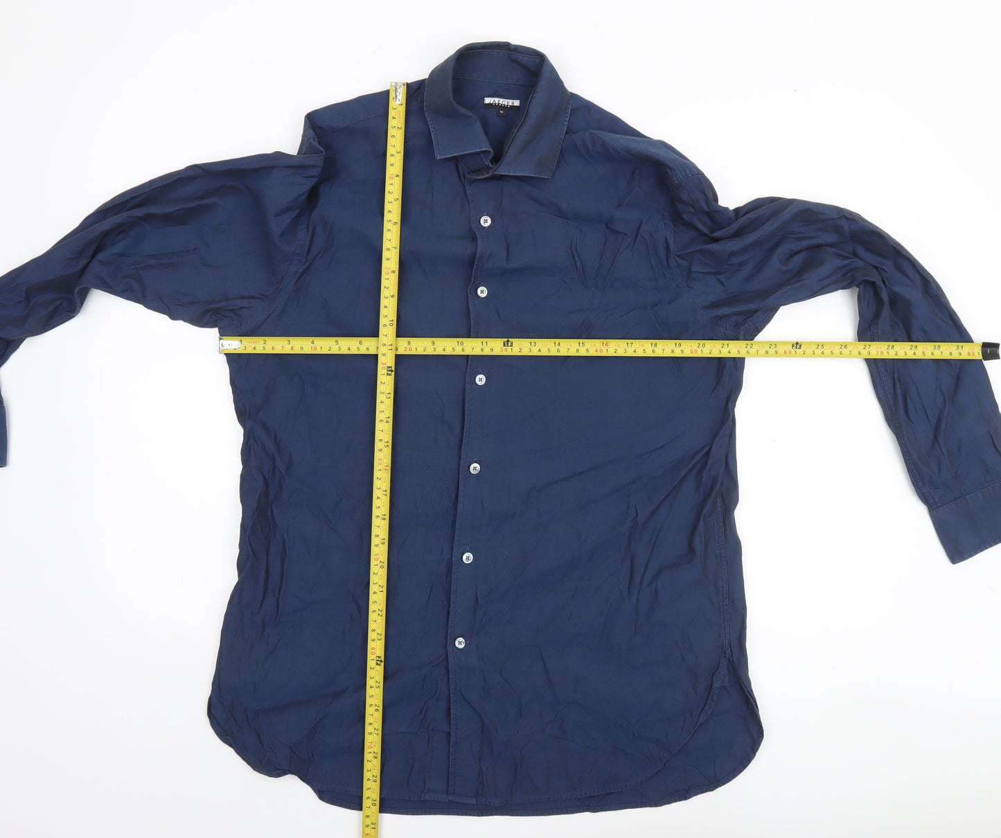 Jaeger Men's Blue 16 Long Sleeve 100% Cotton Formal Dress Shirt