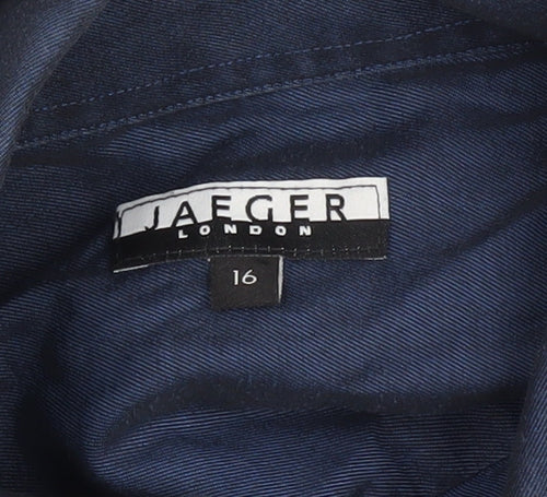 Jaeger Men's Blue 16 Long Sleeve 100% Cotton Formal Dress Shirt