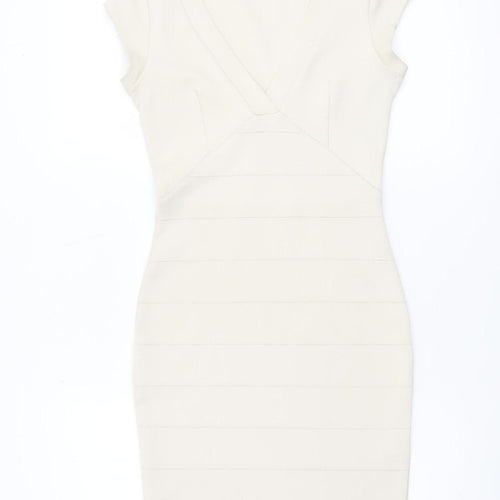 French Connection Women's Ivory Size 8 Bodycon Short Dress