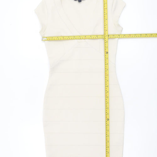 French Connection Women's Ivory Size 8 Bodycon Short Dress