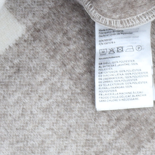 H&M Men Beige Check Fleece Shacket Jacket XS Regular Fit