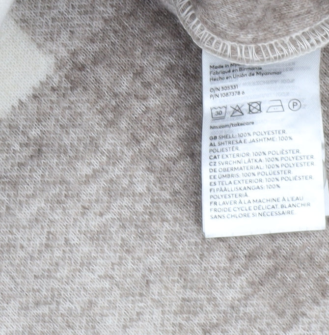 H&M Men Beige Check Fleece Shacket Jacket XS Regular Fit