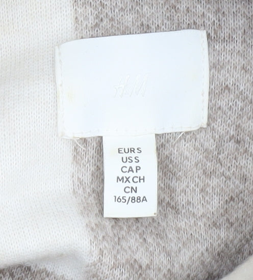 H&M Men Beige Check Fleece Shacket Jacket XS Regular Fit