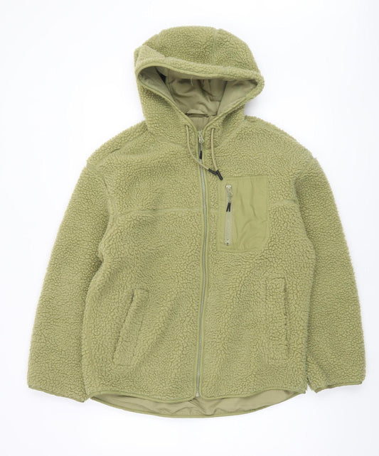 H&M Women’s Green XS Hooded Fleece Jacket Softshell Zip Up
