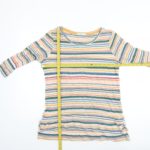 WoolOvers Womens Multicoloured Striped Linen 3/4 Sleeve T-Shirt S