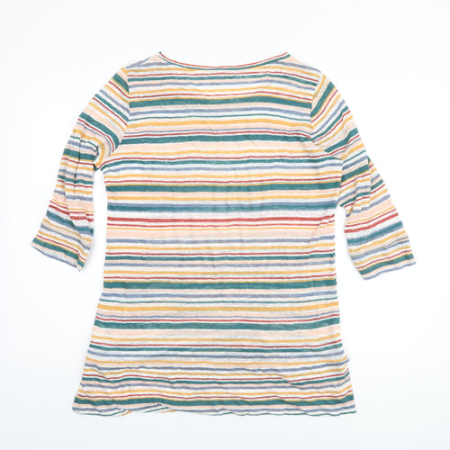 WoolOvers Womens Multicoloured Striped Linen 3/4 Sleeve T-Shirt S
