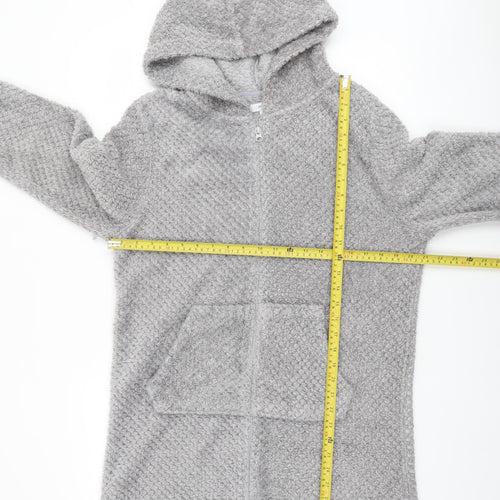 John Lewis Women Grey Hooded Fleece Zip Robe L Winter Wear