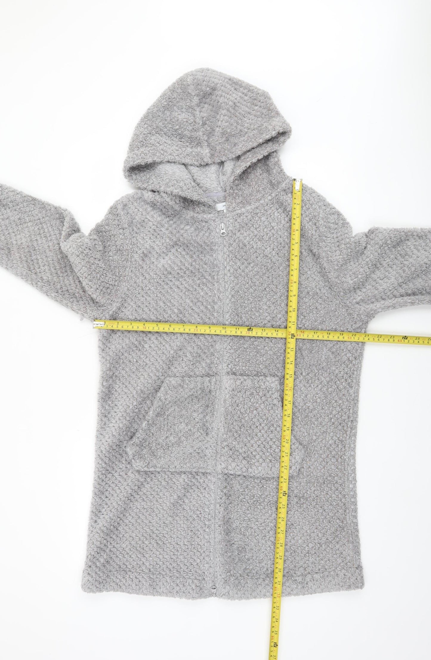 John Lewis Women Grey Hooded Fleece Zip Robe L Winter Wear