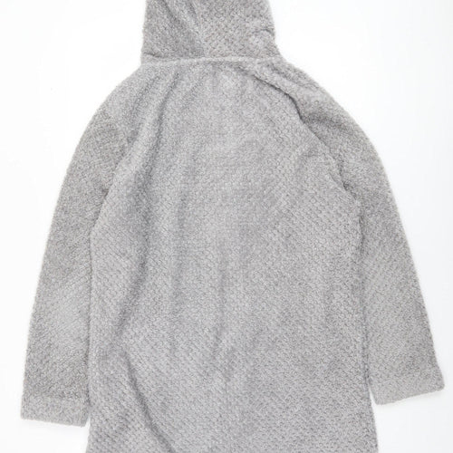 John Lewis Women Grey Hooded Fleece Zip Robe L Winter Wear